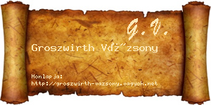Groszwirth Vázsony névjegykártya